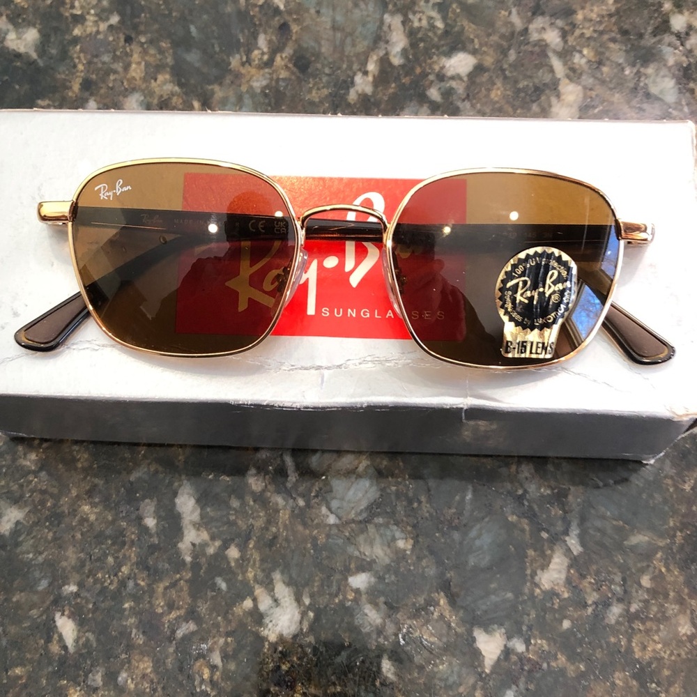 Ray-Ban Classic Gold Frame Sunglasses with Brown Lenses